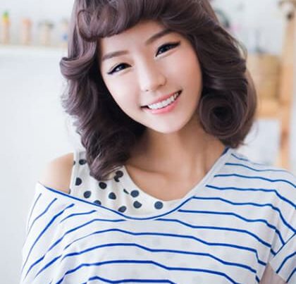 ทรงผมประบ่าดัดลอนม้วนหน้าสวยน่ารัก