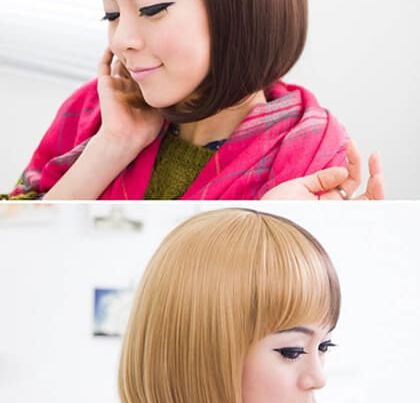 ทรงผมสั้นทูโทนสีน้ำตาลสีบลอนด์ทองสวยแปลกเท่ห์เบาๆ